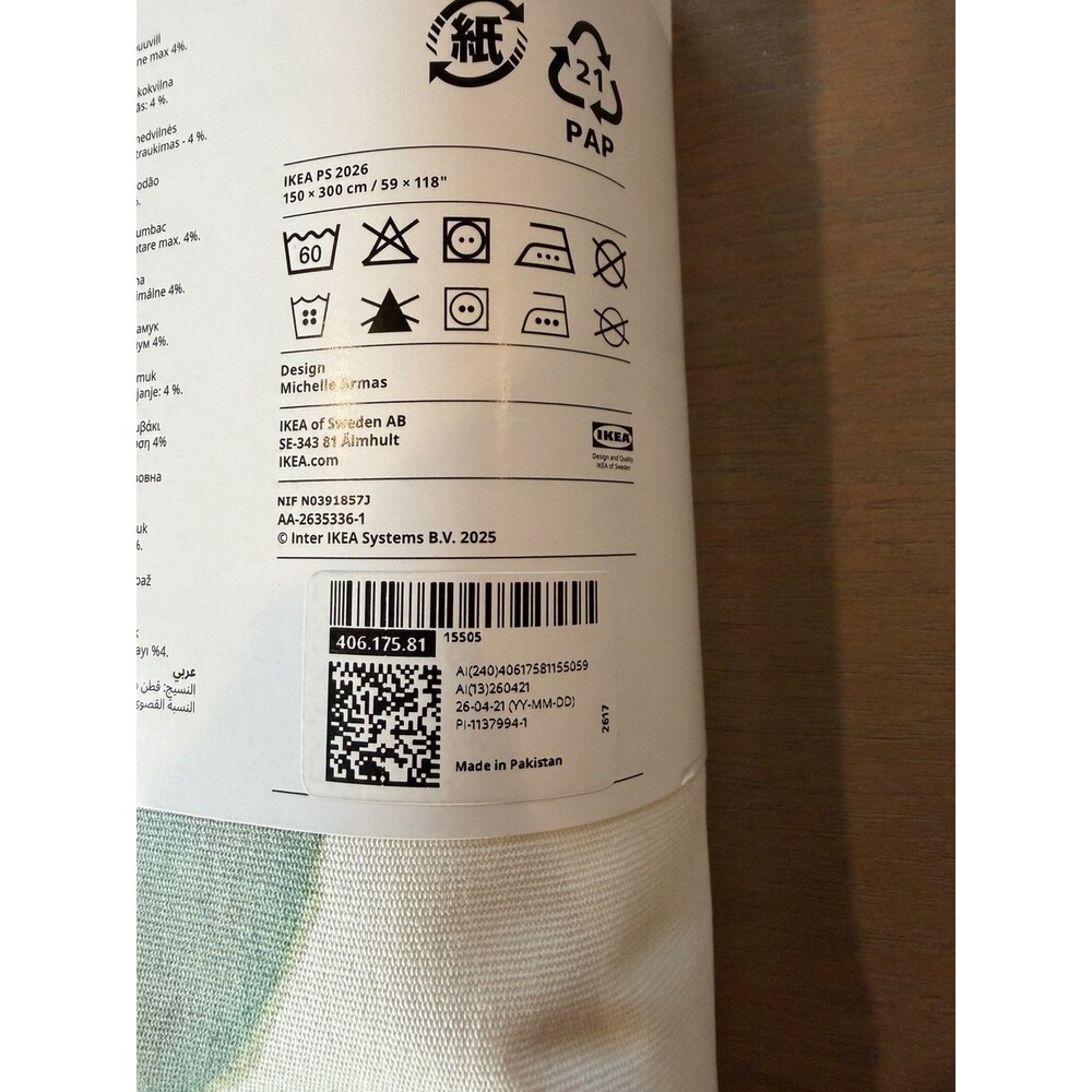 IKEA PS 2026 Pre-cut fabric NEW white/multicolor big pattern, 59x118 406.175.81 - Picture 3 of 7